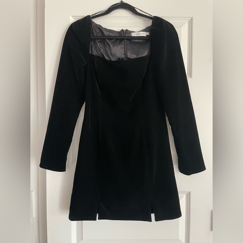 Floret Studios Black Velvet Mini Dress Size Small